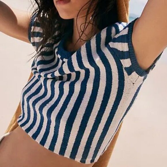 Free People FP Beach Roberta Nautical Sweater Top Size Small - Picture 1 of 9